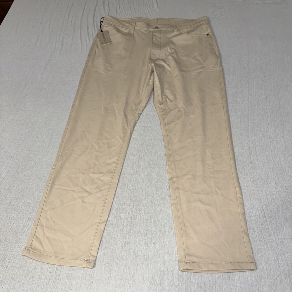 Collars and Co CEO Tech Pull On Pants Stretchy Stone Beige Mens 38x30 NWT